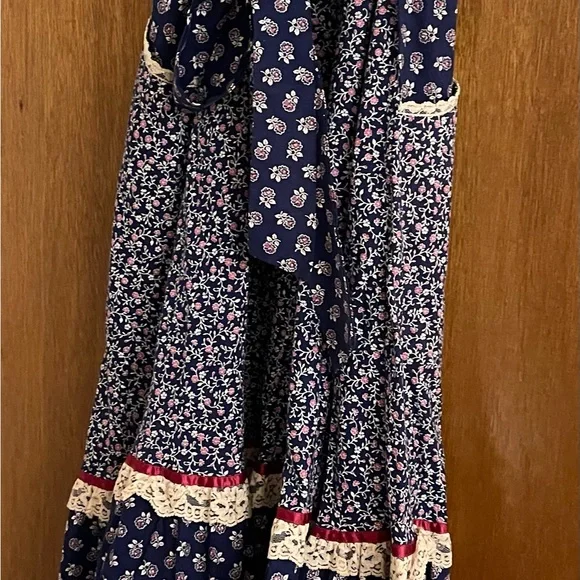 Gunne Sax by Jessica Mcclintock Calico Blue Dress Small Prairie - Picture 4 of 10